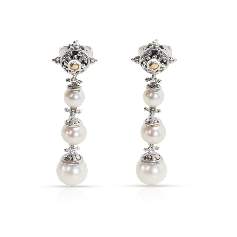 John Hardy Dot Pearl Earrings in Stainless Steel & 18KT Yellow Gold